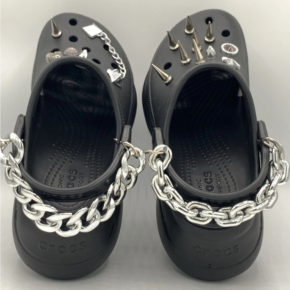 Crocs Bay Studded Goth Cyberpunk Platform Clog Black, Size US Wo’s 8, Men’s 6.5 - Picture 5 of 9
